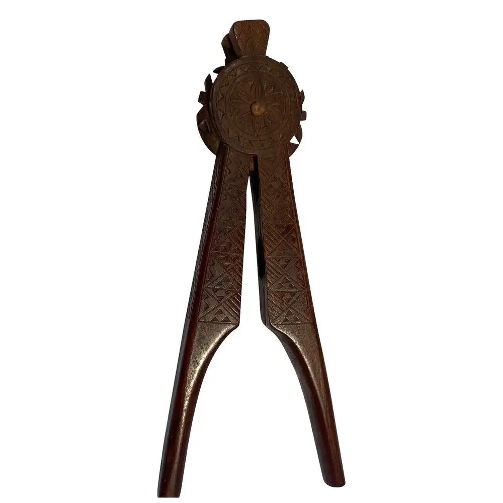 Vintage 1930s 8” Nutcracker Hand Carved Black Walnut Wood Yugoslavia Folk Art
